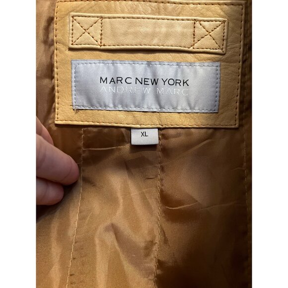 Marc New York Andrew Marc XL Tan Zip-Up Leather Jacket With Polyester Lining - Picture 3 of 7